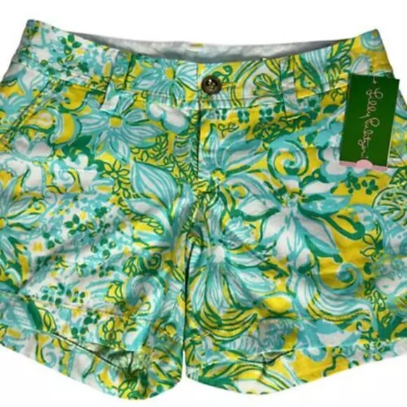 Lilly Pulitzer Womens Callahan Beach Gypsies  Shorts Dandelion Yellow Sz 00 New - Picture 9 of 12